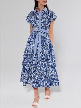 AVARA LILLIANA NAVY PATTERNED DRESS